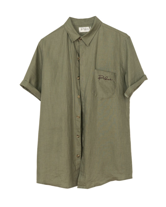 Olive Linen Button Down
