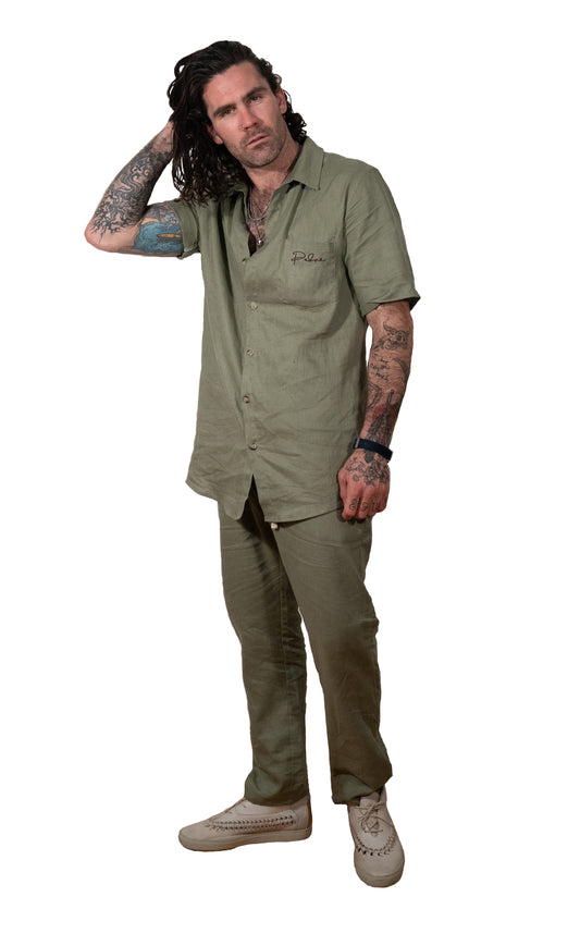 Olive Linen Suit