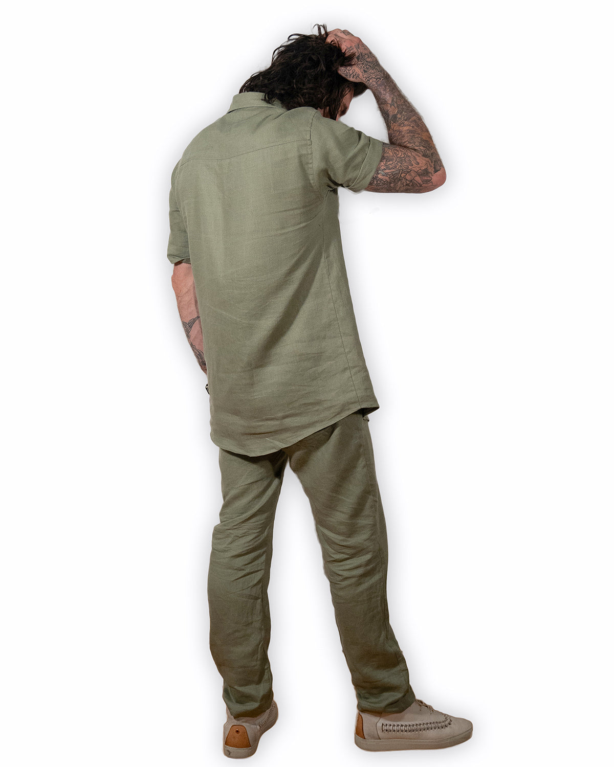 Olive Linen Suit